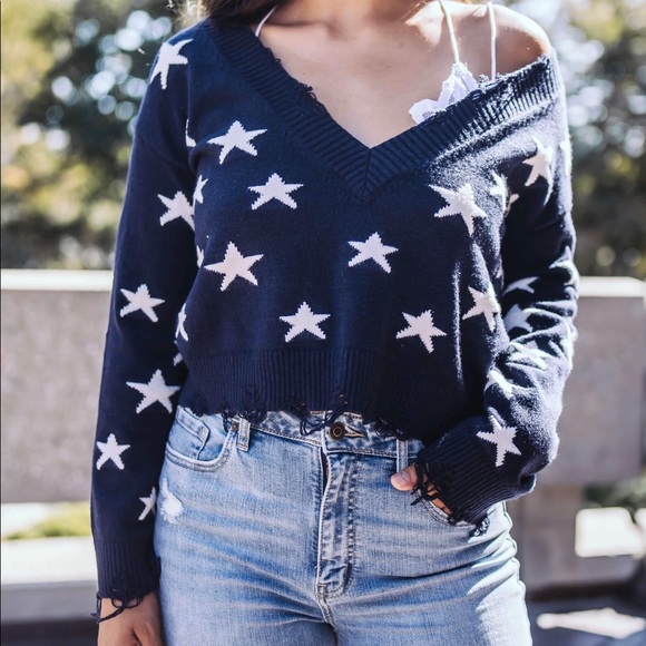 Honey Punch Distressed Star Sweater - Picture 8 of 8